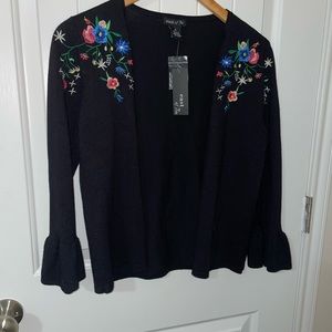 Embroidered Crop Cardigan